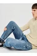 Мъжки дънки Find 6444656-A15625, Slim Fit, Протрит ефект, Памук, Син деним, W36_2