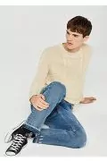Мъжки дънки Find 6444656-A15625, Slim Fit, Протрит ефект, Памук, Син деним, W36_5