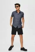 Мъжка риза Slim fit Selected Homme 16073627 10-74, Къс ръкав, Органичен памук, Сив, L/42_2