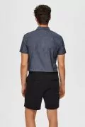 Мъжка риза Slim fit Selected Homme 16073627 10-74, Къс ръкав, Органичен памук, Сив, L/42_3